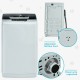 Portable 8.8 lbs washing machine with adjustable foot, LED display, and drain pump, ideal for dorms and apartments.