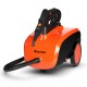 Heavy duty household steam cleaner in orange and black, featuring 18 accessories for versatile cleaning tasks.