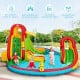 Kid's inflatable water slide bounce house with climbing wall and splash pool, suitable for 3-10 years, durable fabric.