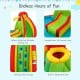 Kid's inflatable water slide bounce house featuring a climbing wall, lounge chair, and built-in basketball rim for.