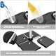 Square fillable patio umbrella base set with funnel, made of durable PE plastic, holds up to 238 lbs for outdoor.