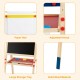 Height adjustable kid's art easel featuring a double-sided whiteboard, chalkboard, and large storage tray for creative.