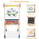 3-in-1 wooden kids' easel with adjustable height, featuring a whiteboard, chalkboard, and drawing paper roll for.