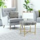 Faux fur ottoman stool with golden metal legs, perfect for small spaces and versatile use in living areas.