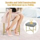 Faux fur ottoman stool with golden metal legs, soft and stylish, supports up to 250 lbs for versatile use in small.