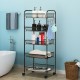5-tier black mesh rolling utility cart with spacious shelves and lockable wheels, ideal for organizing items in any.