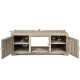 65-inch media component TV stand with adjustable shelves, made of MDF and PB, featuring a natural wooden color and.