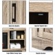 Close-up of the 65-inch media TV stand showcasing black door handles and durable structure with large hidden storage.