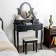 Elegant black vanity table with curved legs and spacious top shelf, featuring 12 LED bulbs for optimal lighting and.