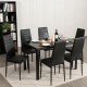 Set of 6 high back dining chairs in black with padded seats, perfect for modern dining rooms or bistros.