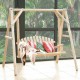 Outdoor wooden porch bench swing chair made of fir wood, featuring a rustic curved back, perfect for patio relaxation.