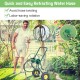 Garden steel frame wheeled hose reel cart with 10" pneumatic wheels, designed for easy hose winding and outdoor use.