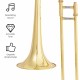 B Flat trombone in golden brass with a cupro-nickel mouthpiece, showcasing exquisite workmanship and accurate tone.
