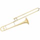 B Flat trombone in golden brass, showcasing its elegant gold lacquer finish and balanced weight distribution for ease.