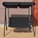 Cushioned black loveseat swing glider with steel frame and canopy, perfect for outdoor relaxation in garden or patio.