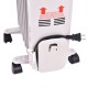 Portable oil-filled radiator space heater with adjustable thermostat, three heat settings, and power cord storage.