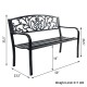 50-inch patio bench with steel frame and cast iron backrest, ideal for outdoor relaxation in gardens or parks.