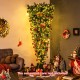 7.5 feet pre-lit upside down Christmas tree with 1100 snowy tips and 400 warm white LED lights, perfect for gift.