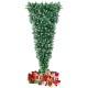 7.5 feet pre-lit upside down Christmas tree with realistic snowy tips, featuring a sturdy foldable metal stand for.