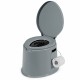 Portable 5L travel toilet in gray with removable bucket and detachable paper holder, ideal for outdoor use.