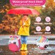 Kids rolling luggage in pink with cute unicorn design, 16 inches, waterproof ABS material, and flashing wheels for.