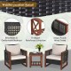 Two comfortable patio sofas with beige cushions and a sturdy acacia wood frame, perfect for outdoor relaxation.