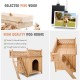 Wooden dog house with stairs and raised balcony, made from durable pine wood, perfect for small pets like puppies.
