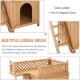 Wooden dog house featuring a side ladder and raised balcony, ideal for small pets to relax and lounge comfortably.