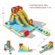 7-in-1 inflatable dual slide water park with climbing wall, basketball hoop, and swimming pool for outdoor fun.
