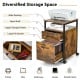 2-drawer mobile file cabinet in rustic brown with open shelf, ideal for printer and letter size files, perfect for.