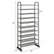 10-tier free-standing metal frame shoe rack with removable layers, 60" tall, ideal for hallway and entryway storage.