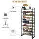 10-tier free-standing shoe rack with metal frame, compact design, and removable layers for versatile storage in.
