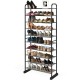 10-tier free-standing metal frame shoe rack with spacious layers, ideal for hallway or entryway storage.