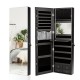 Multipurpose black storage cabinet with full-length mirror, 4 drawers, and organized jewelry storage for cosmetics and.