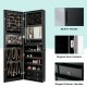 Multipurpose black jewelry cabinet with full-length mirror, 4 drawers, and ample storage for cosmetics and accessories.