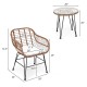 Rattan armchair and side table from the 3 Pieces Patio Rattan Bistro Set with cushion, ideal for outdoor relaxation.