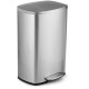Stainless steel 13.2-gallon trash can with an invisible handle and waterproof bottom, designed for easy mobility and.