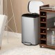 Stainless steel 13.2-gallon trash can with a plastic bucket, pedal, and noiseless lid for convenient waste disposal.