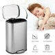 Stainless steel 13.2-gallon trash can with a silent close lid and plastic bucket, ideal for convenient waste disposal.