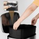 Stainless steel 13.2-gallon trash can with a separate plastic bucket and easy-lift handles for convenient waste.