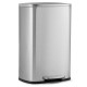 Stainless steel 13.2-gallon trash can with foot pedal, featuring a removable bucket and noiseless lid for easy use.