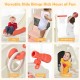 Large pink slide playset for kids featuring a climber, basketball hoop, and tunnel for indoor and outdoor fun.
