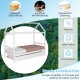 Kids platform bed frame with roof in white, solid wood construction, perfect for sleepovers and private play space.