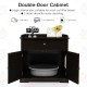 Wooden cat litter box enclosure in brown with drawer, offering privacy and storage for cat necessities in a stylish.