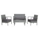 Loveseat from the 4-piece outdoor rattan conversation set with soft cushions and high backrest, perfect for patio.