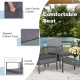 Curved armrests and high-density cushion of the outdoor rattan conversation set for comfortable seating in the garden.