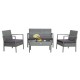 Single chair from the 4-piece outdoor rattan conversation set with soft cushion and curved armrests, perfect for garden.