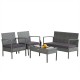 4-piece outdoor rattan conversation set featuring a coffee table and comfortable cushions, perfect for backyard.