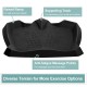 Portable anti-fatigue standing mat in black with diverse terrain and massage points for ergonomic support and comfort.