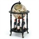 Nautical chart wine cabinet with wheels, featuring a globe design and solid wood legs, perfect for living room storage.